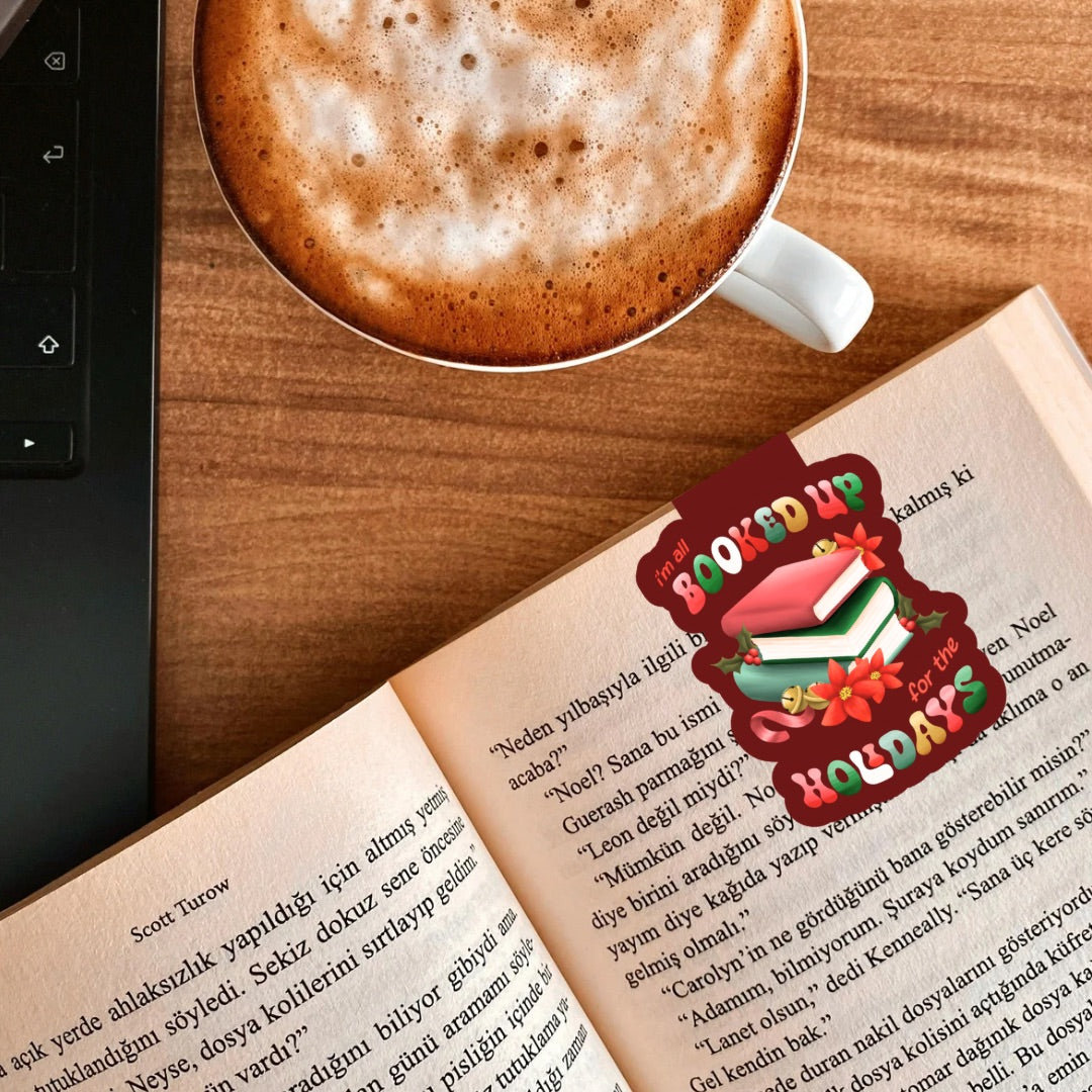 Booked for the Holidays Magnetic Bookmark | Cute Reading Accessories Gift for Book Lovers