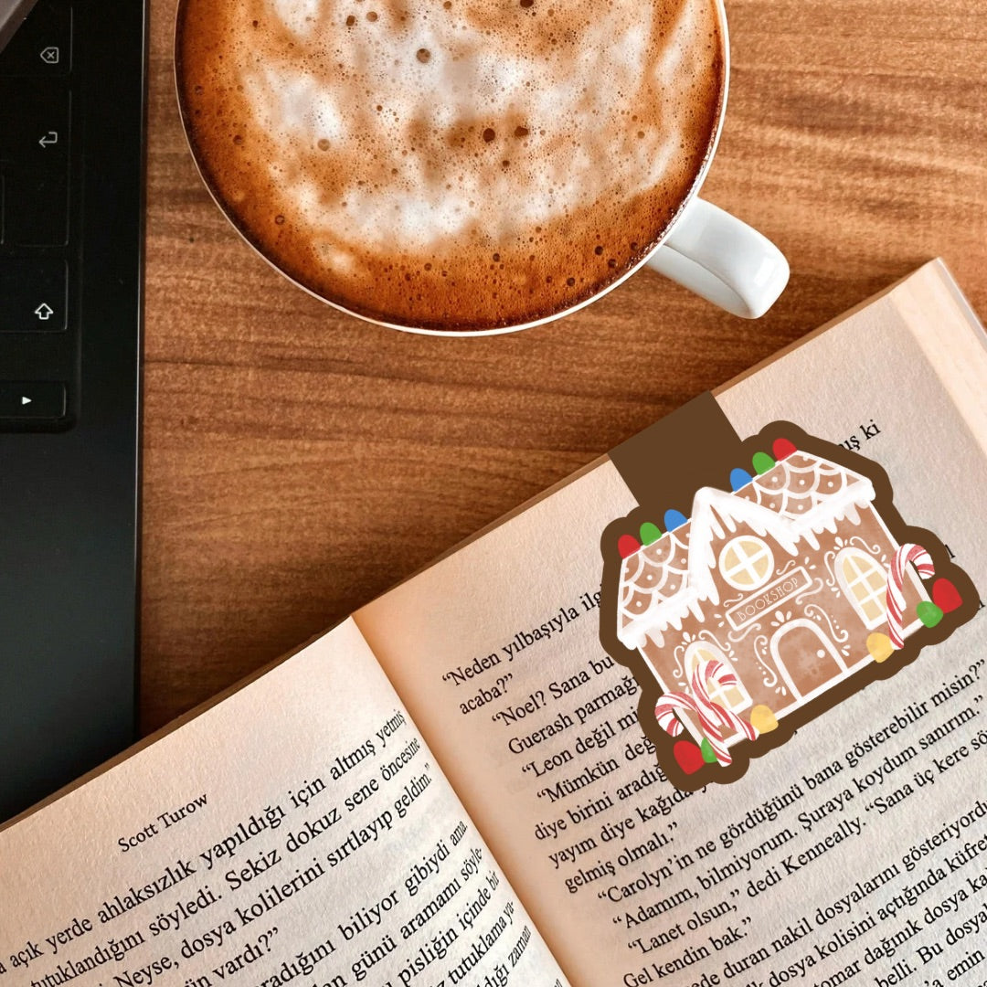 Gingerbread Bookstore Magnetic Bookmark | Cute Reading Accessories Gift for Book Lovers