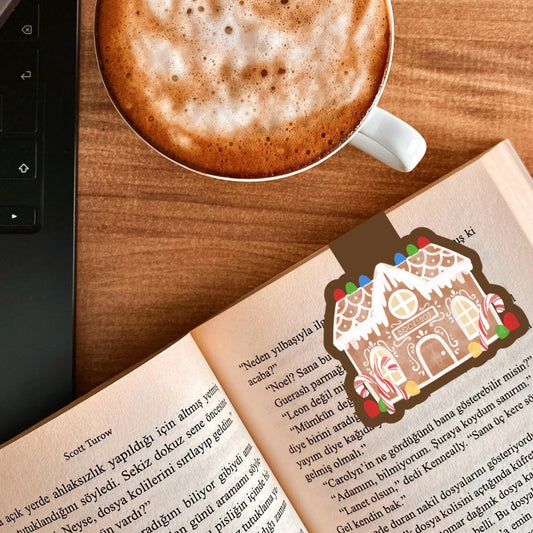 Gingerbread Bookstore Magnetic Bookmark | Cute Reading Accessories Gift for Book Lovers