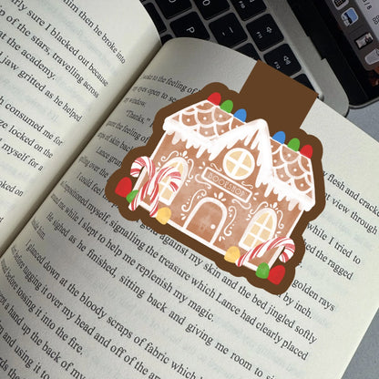 Gingerbread Bookstore Magnetic Bookmark | Cute Reading Accessories Gift for Book Lovers