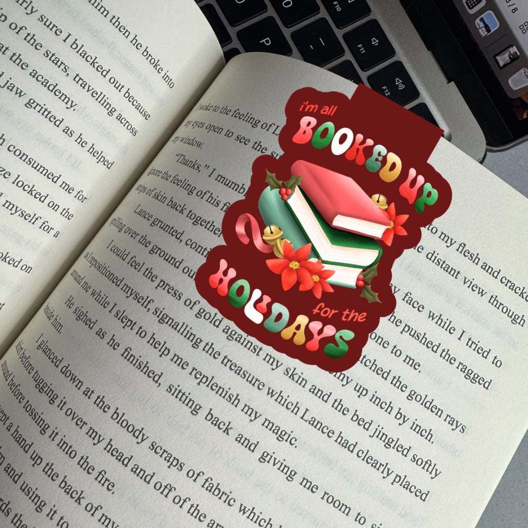 Booked for the Holidays Magnetic Bookmark | Cute Reading Accessories Gift for Book Lovers