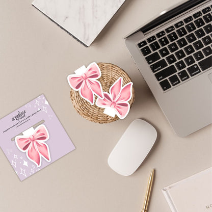 Pink Cottagecore Bow Magnetic Bookmark