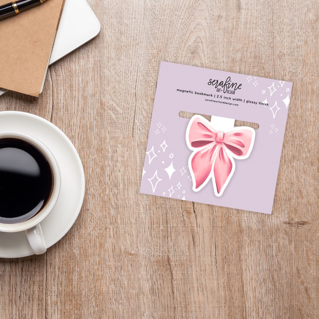 Pink Cottagecore Bow Magnetic Bookmark