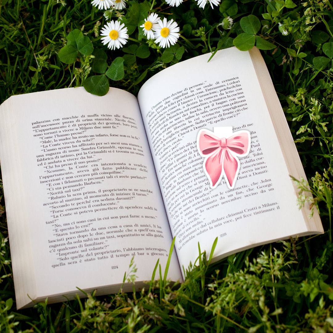 Pink Cottagecore Bow Magnetic Bookmark