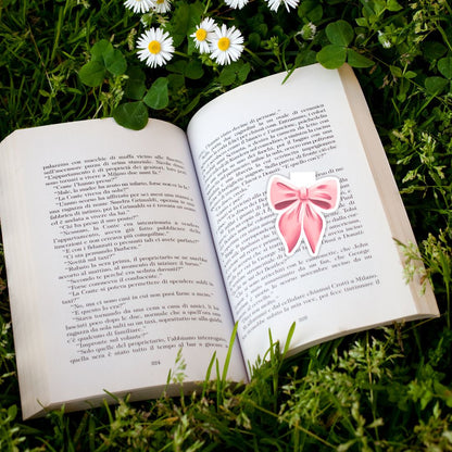 Pink Cottagecore Bow Magnetic Bookmark