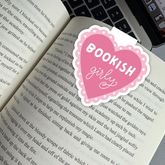 Bookish Girly Pink Lace Heart Magnetic Bookmark