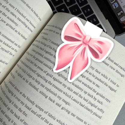 Pink Cottagecore Bow Magnetic Bookmark