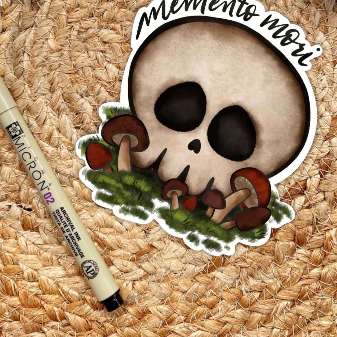 Memento Mori Skull Sticker | Bookish | SJM | Crescent City - Serafine Art & Design - 
