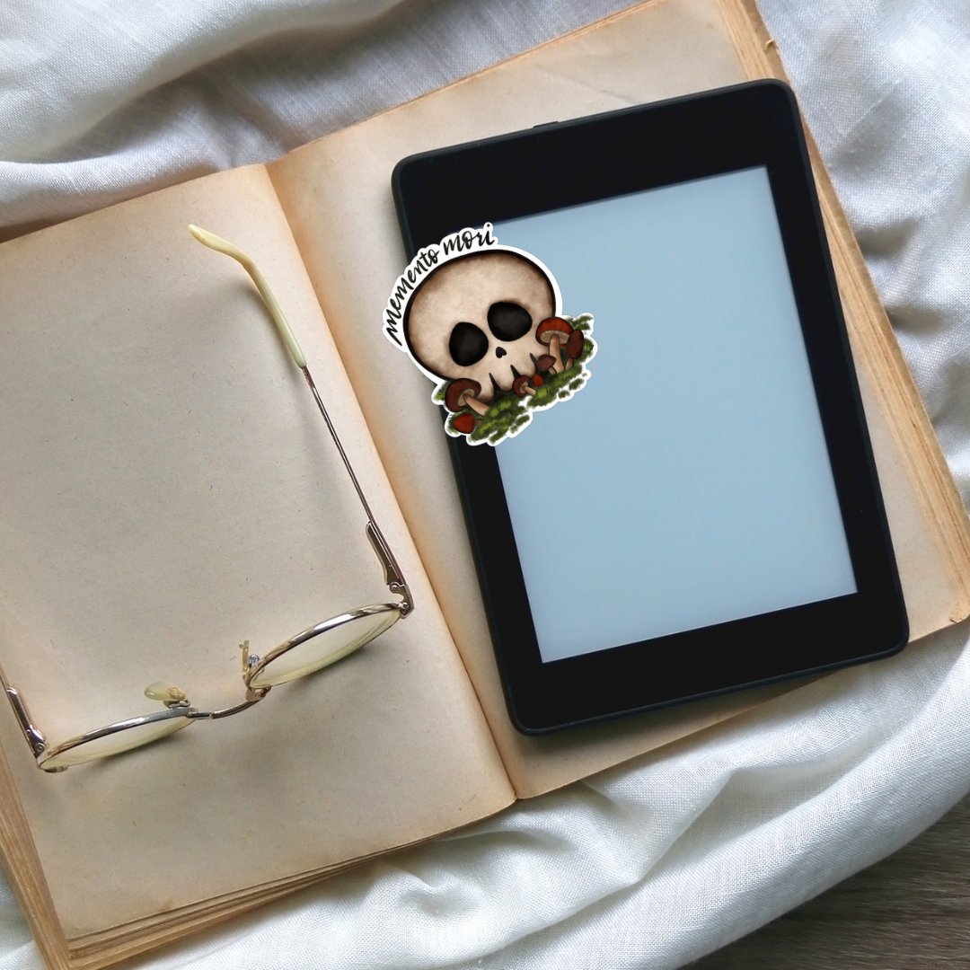 Memento Mori Skull Sticker | Bookish | SJM | Crescent City - Serafine Art & Design - 