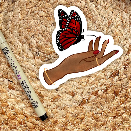 Daughter of No Worlds Tisaanah Red Butterfly Sticker | Carissa Broadbent Officially Licensed