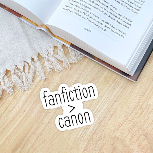 Fanfiction Over Canon Sticker | Book Merch | Nerdy Kindle Stickers