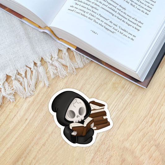 Reading Grim Reaper Sticker | Fall & Halloween Kindle Stickers