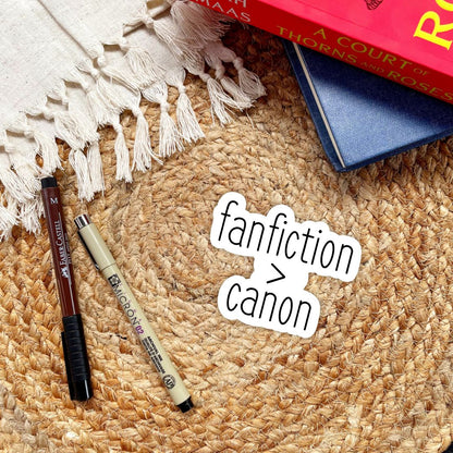 Fanfiction Over Canon Sticker | Book Merch | Nerdy Kindle Stickers