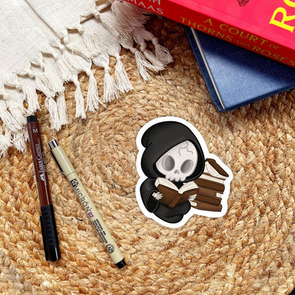 Reading Grim Reaper Sticker | Fall & Halloween Kindle Stickers
