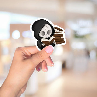 Reading Grim Reaper Sticker | Fall & Halloween Kindle Stickers