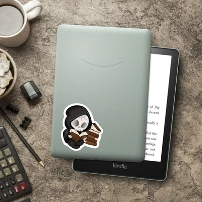 Reading Grim Reaper Sticker | Fall & Halloween Kindle Stickers