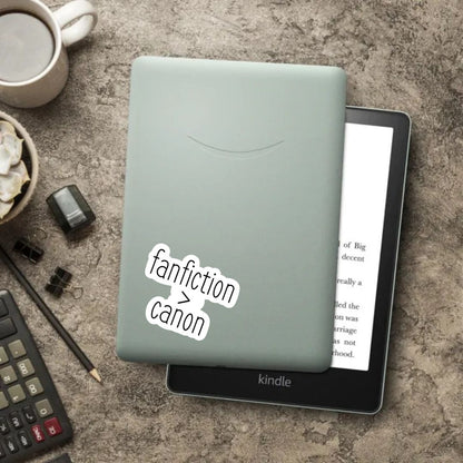 Fanfiction Over Canon Sticker | Book Merch | Nerdy Kindle Stickers