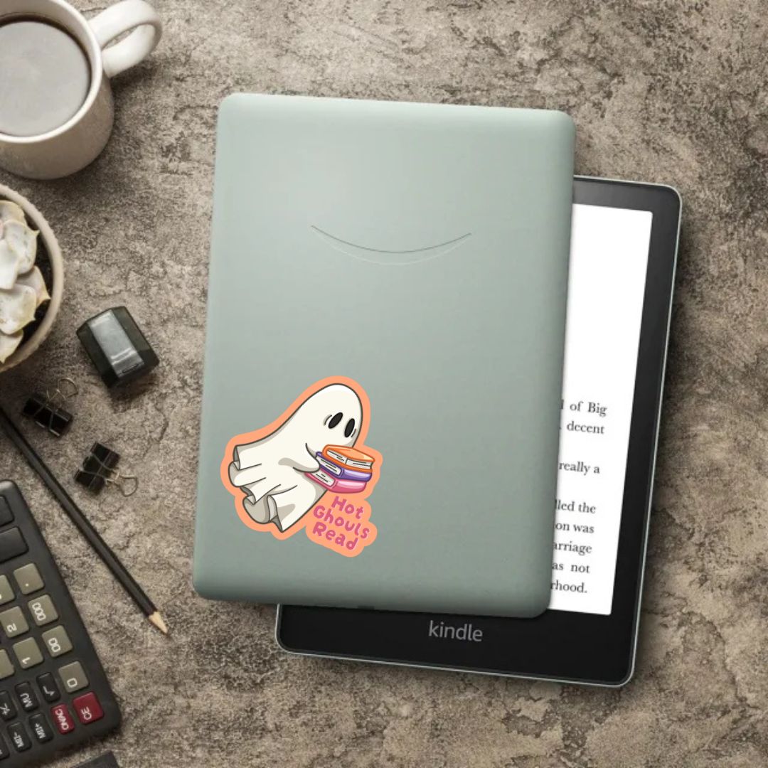 Hot Ghouls Read Ghost with Books Sticker | Fall & Halloween Kindle Stickers