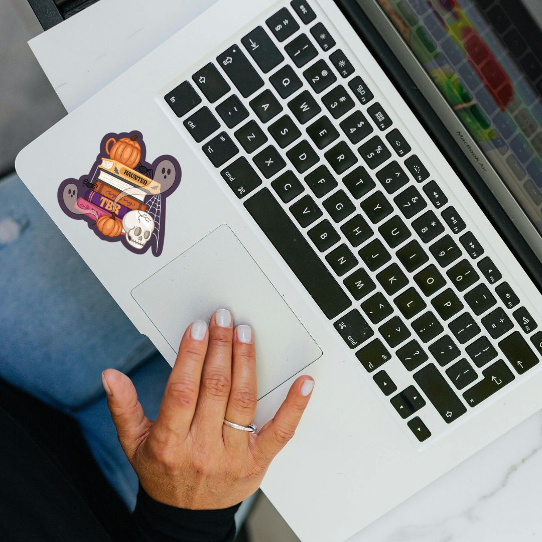 Haunted By My TBR Spooky Book Stack Sticker | Fall & Halloween Kindle Stickers