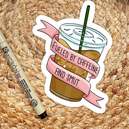 Fueled by Caffeine & Smut Bookish Sticker for Coffee Lovers