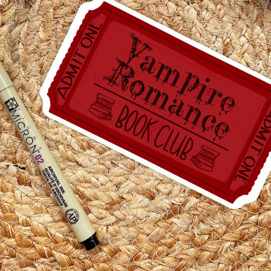 Vampire Romance Book Club Ticket Sticker | Spooky Halloween Kindle Stickers