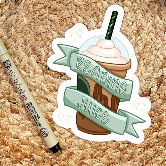 Reading Juice Bookish Sticker for Coffee Lovers
