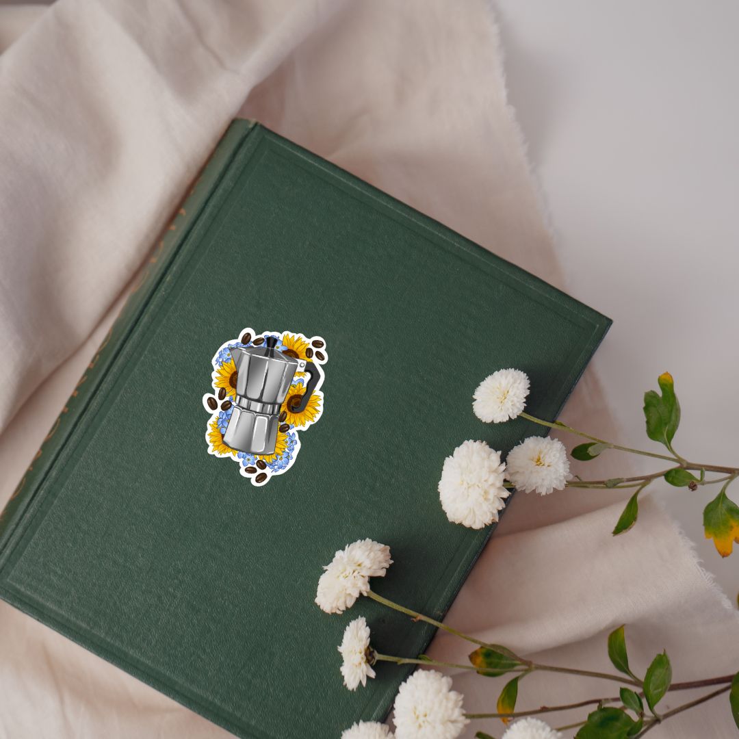 Floral Espresso Maker Sticker for Coffee Lovers