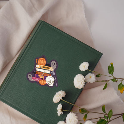 Haunted By My TBR Spooky Book Stack Sticker | Fall & Halloween Kindle Stickers