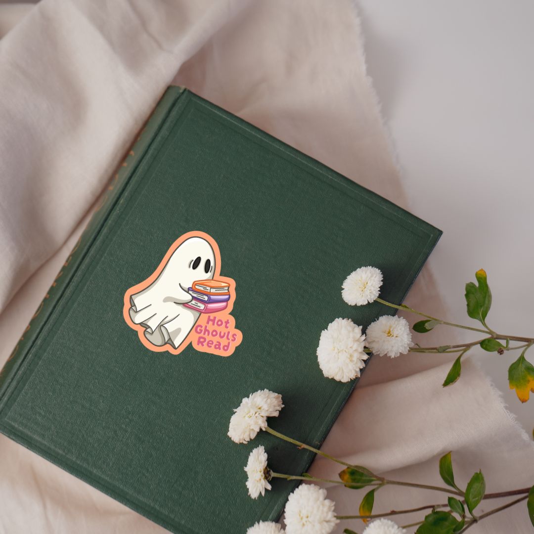 Hot Ghouls Read Ghost with Books Sticker | Fall & Halloween Kindle Stickers