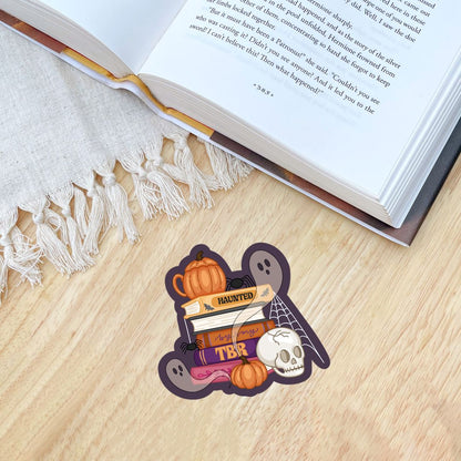 Haunted By My TBR Spooky Book Stack Sticker | Fall & Halloween Kindle Stickers