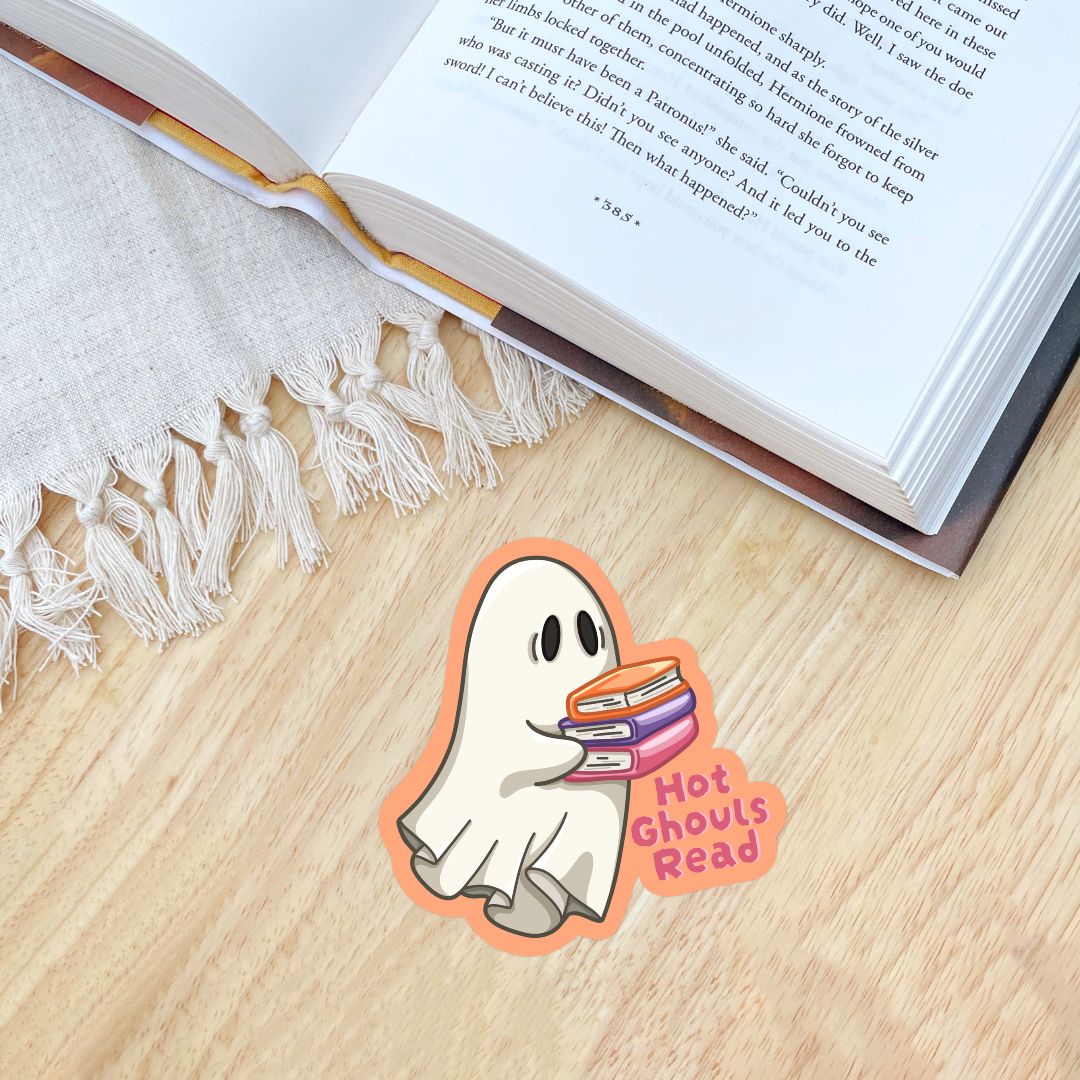 Hot Ghouls Read Ghost with Books Sticker | Fall & Halloween Kindle Stickers