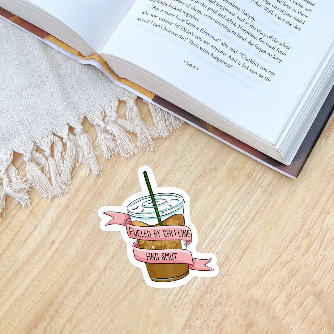 Fueled by Caffeine & Smut Bookish Sticker for Coffee Lovers