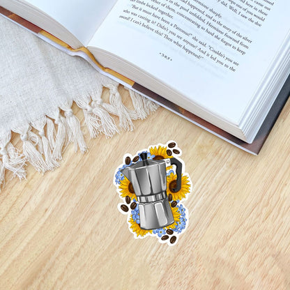 Floral Espresso Maker Sticker for Coffee Lovers