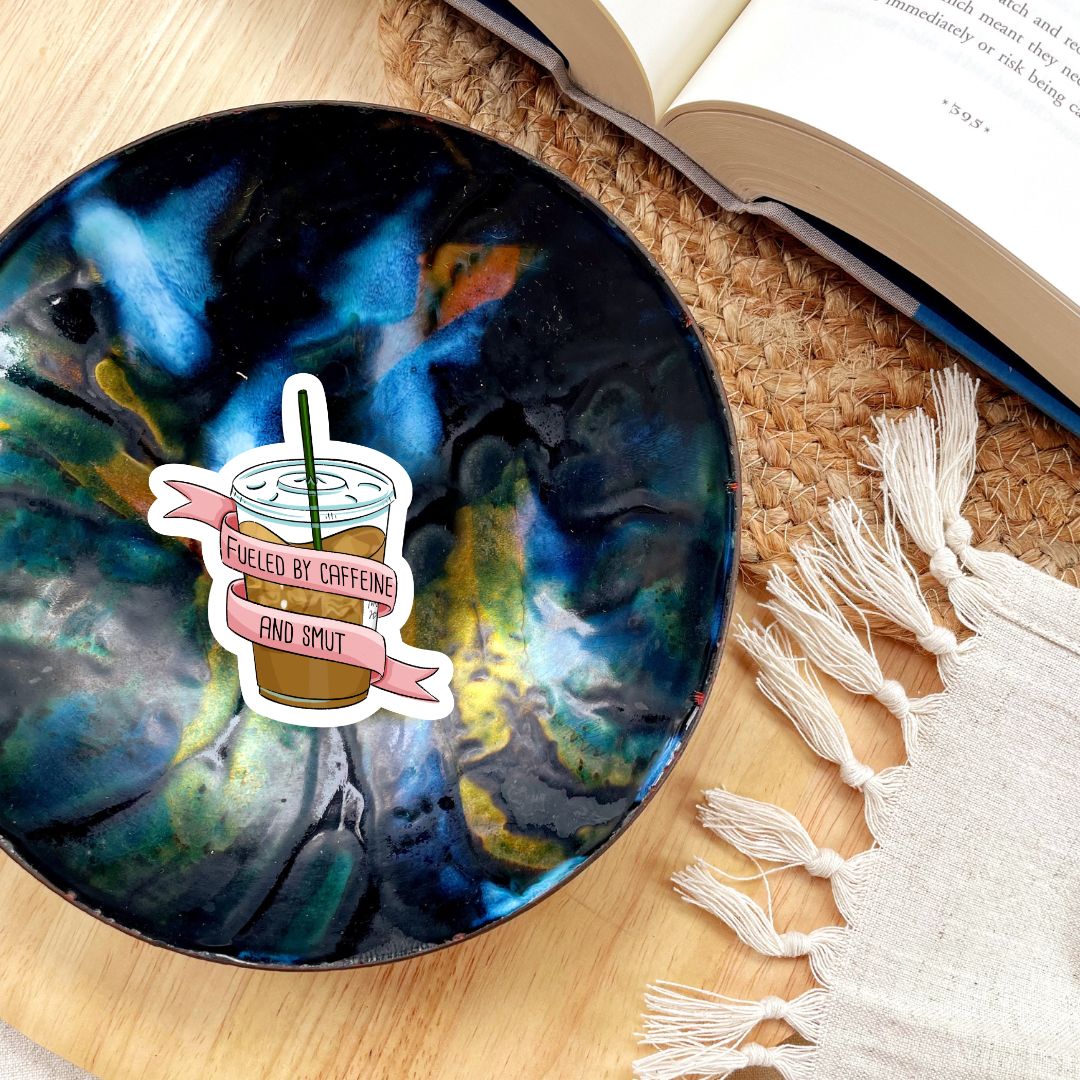 Fueled by Caffeine & Smut Bookish Sticker for Coffee Lovers