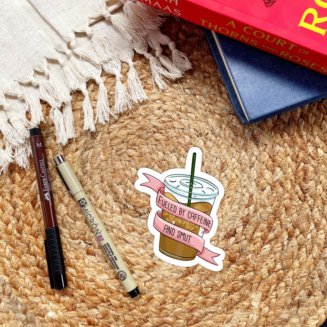 Fueled by Caffeine & Smut Bookish Sticker for Coffee Lovers