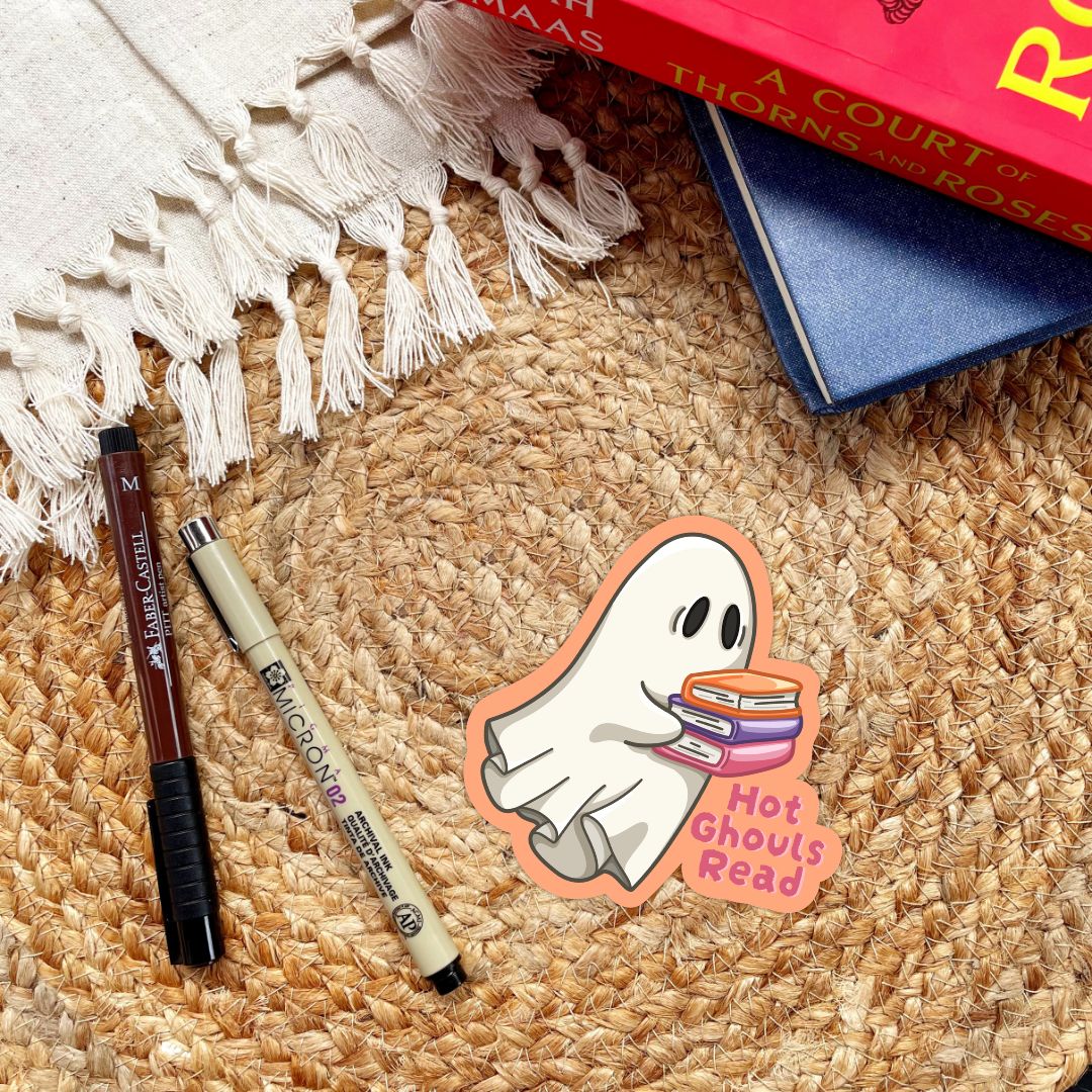 Hot Ghouls Read Ghost with Books Sticker | Fall & Halloween Kindle Stickers