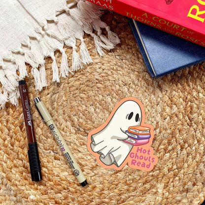 Hot Ghouls Read Ghost with Books Sticker | Fall & Halloween Kindle Stickers