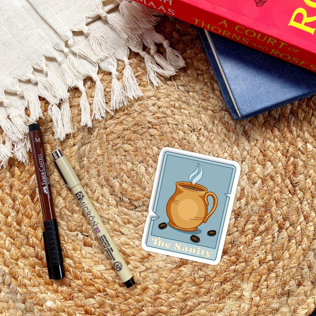 The Sanity Tarot Card Sticker for Coffee Lovers