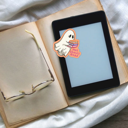 Hot Ghouls Read Ghost with Books Sticker | Fall & Halloween Kindle Stickers