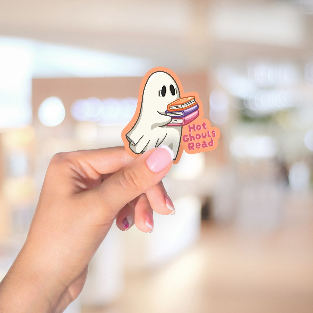 Hot Ghouls Read Ghost with Books Sticker | Fall & Halloween Kindle Stickers