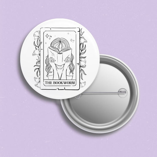 The Bookworm Tarot Card Pin | Bookish Pinback Button - Serafine Art & Design - 