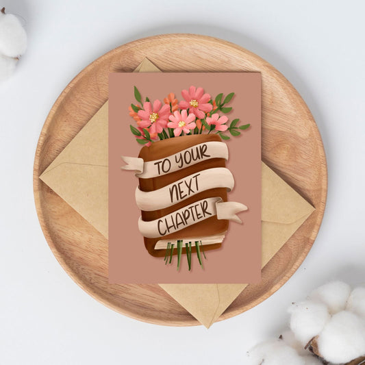 To Your Next Chapter Congratulations Card | Bookish Greeting Cards - Serafine Art & Design - 