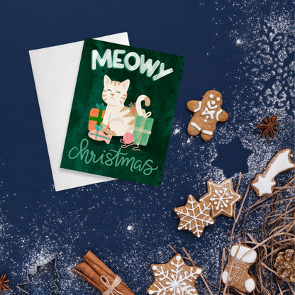 Meowy Christmas Whimsical Holiday Card