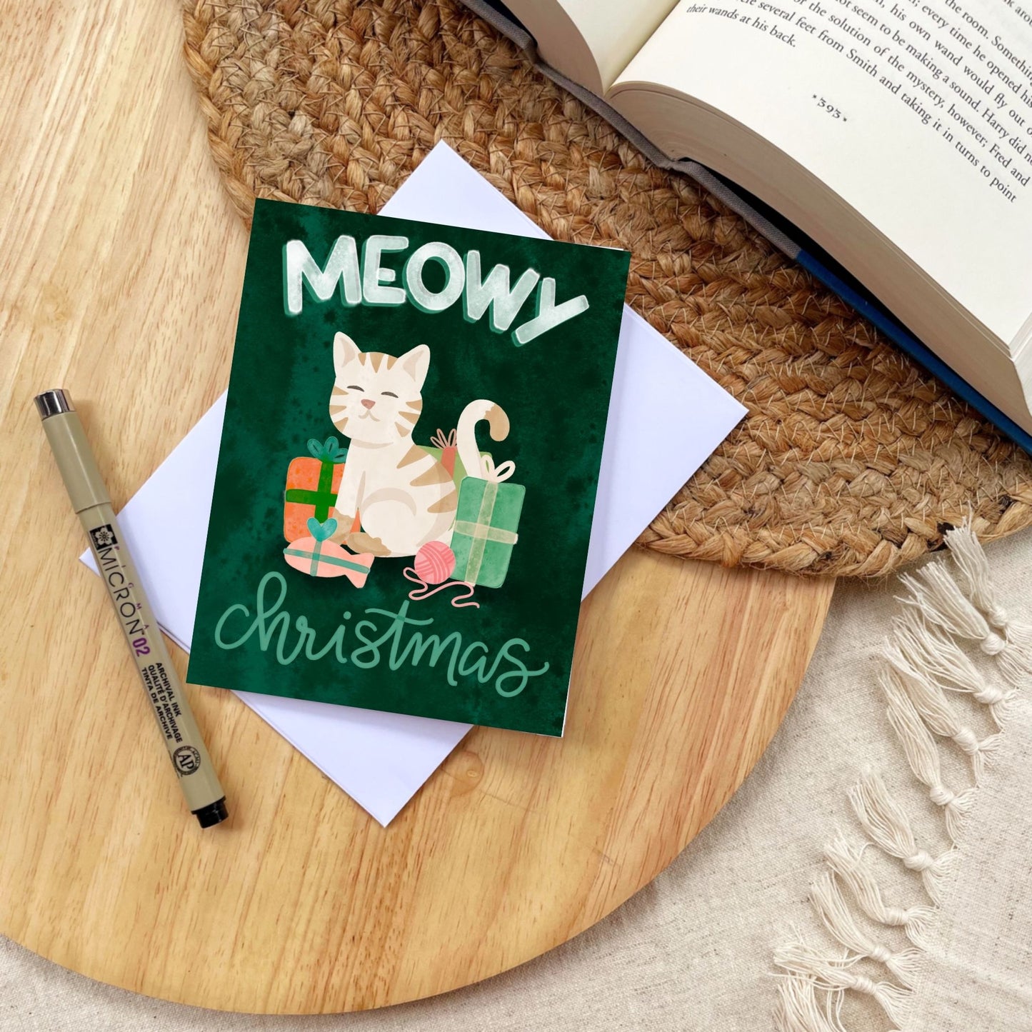 Meowy Christmas Whimsical Holiday Card