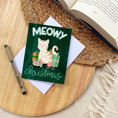 Meowy Christmas Whimsical Holiday Card