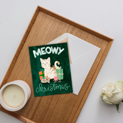 Meowy Christmas Whimsical Holiday Card