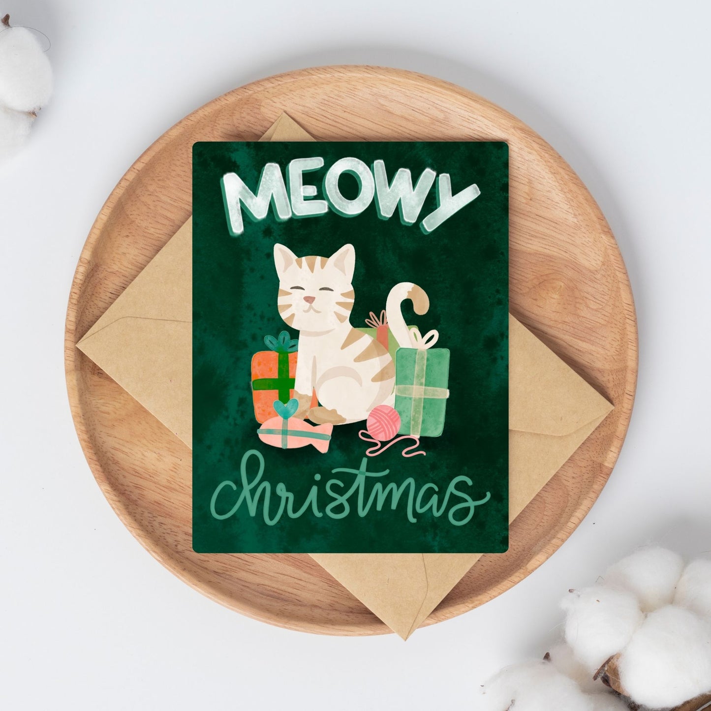 Meowy Christmas Whimsical Holiday Card