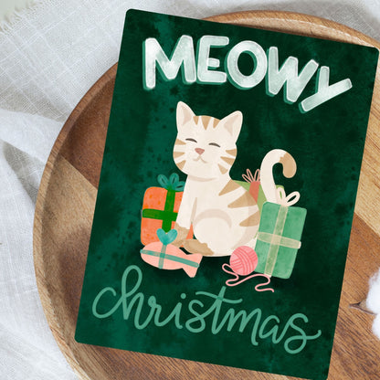 Meowy Christmas Whimsical Holiday Card