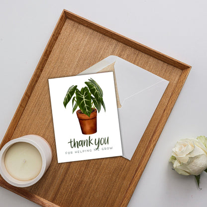 Thank You For Helping Me Grow Card | Botanical Plant Lover Greeting Cards