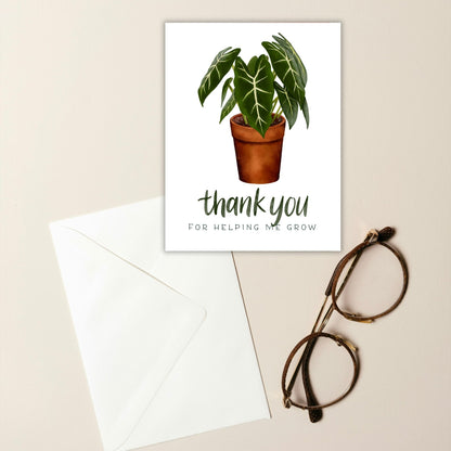 Thank You For Helping Me Grow Card | Botanical Plant Lover Greeting Cards
